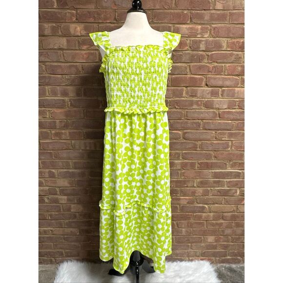 Cato Womens Lime Green Floral Flutter Sleeve Dress Size XL NEW - Picture 2 of 7